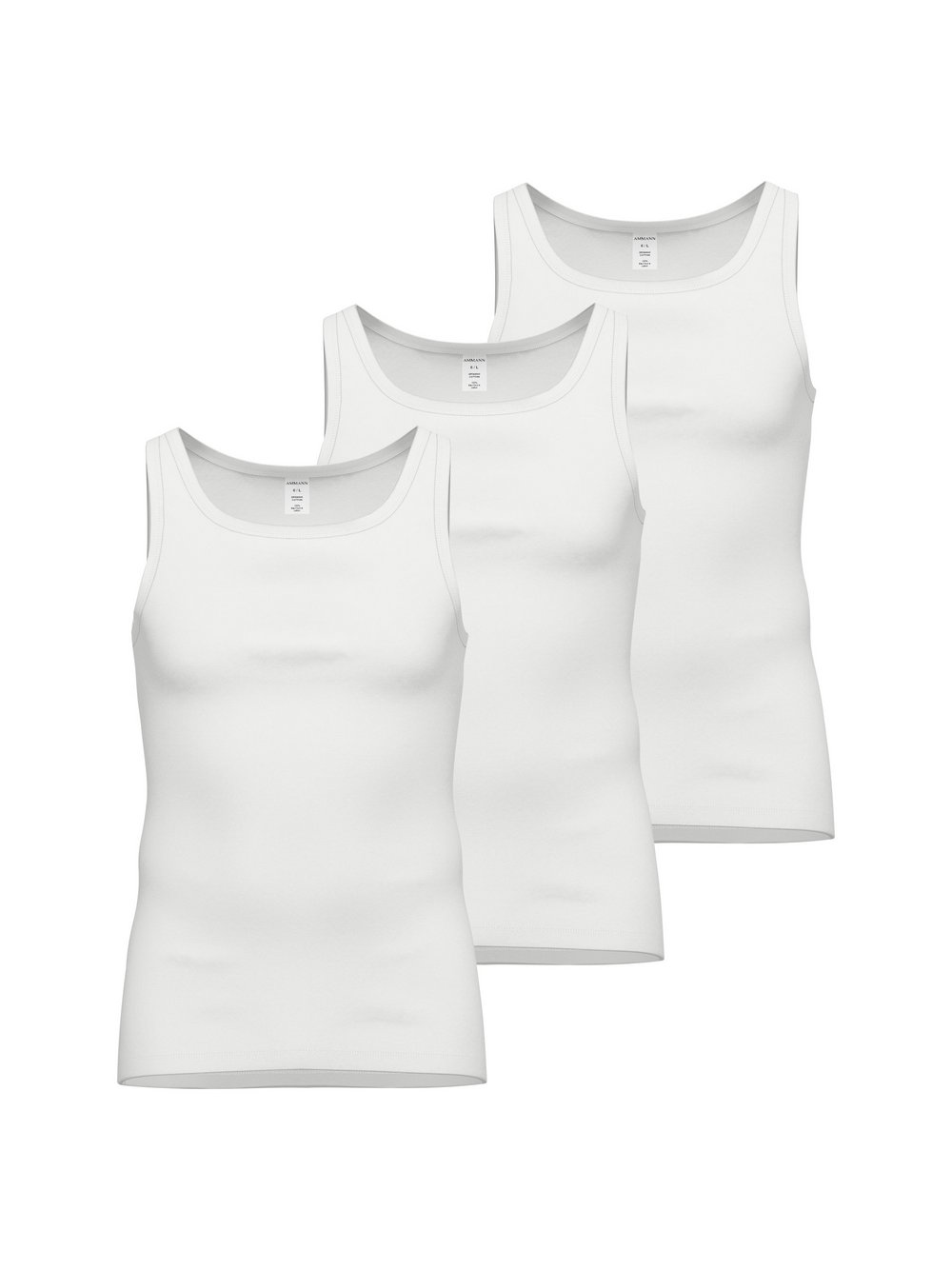 Ammann Unterhemd 3er Pack Herren Baumwolle weiß, XXL
