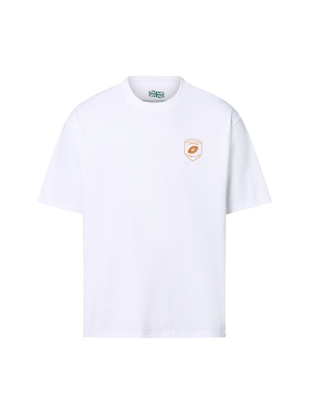 Finshley & Harding London T-Shirt Herren Baumwolle weiß bedruckt, XL