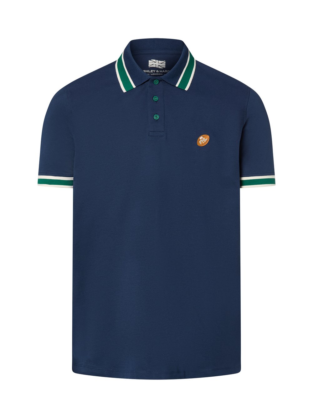 Finshley & Harding London Poloshirt Herren Baumwolle blau, XL