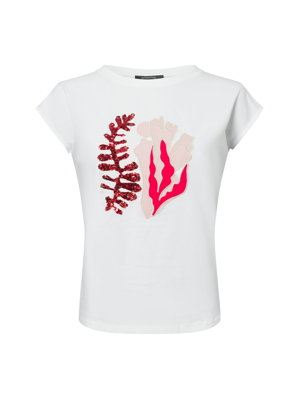 Thumbnail - comma T-Shirt Damen Baumwolle weiß, 36