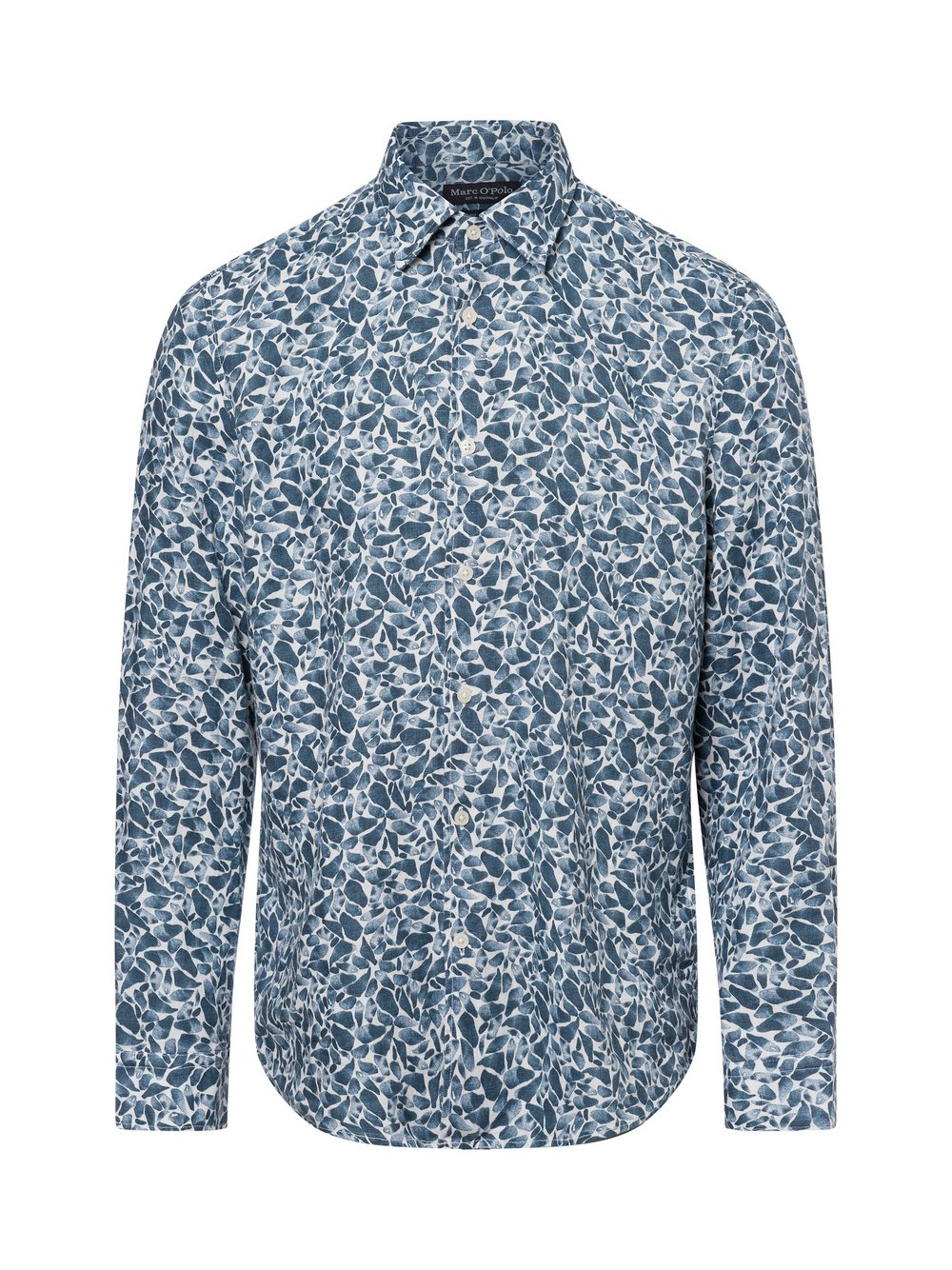 Marc O'Polo Freizeithemd aus Leinen Herren Regular Fit blau gemustert, L