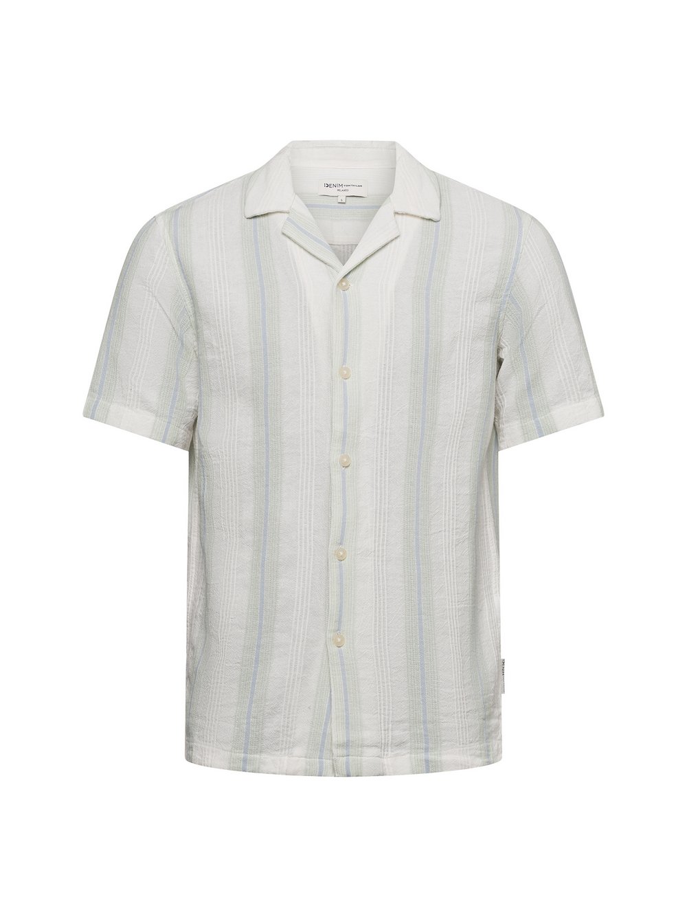 Tom Tailor Denim Kurzarm-Freizeithemd Herren Comfort Fit Baumwolle weiß gestreift, S
