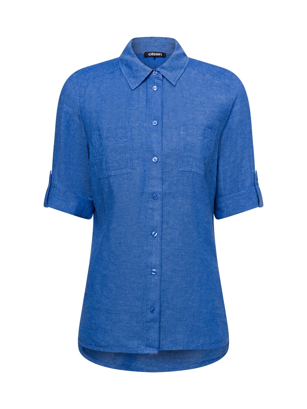 Thumbnail - Olsen Bluse mit Leinen-Anteil Damen blau meliert, 42