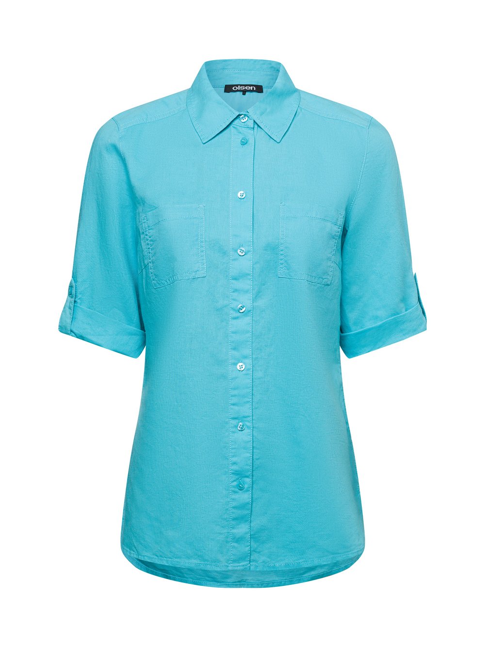 Olsen Bluse mit Leinen-Anteil Damen blau, 42
