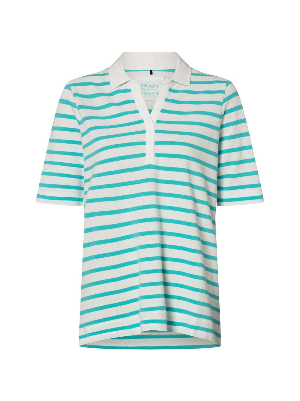 Olsen Poloshirt Damen Baumwolle mehrfarbig gestreift, 46