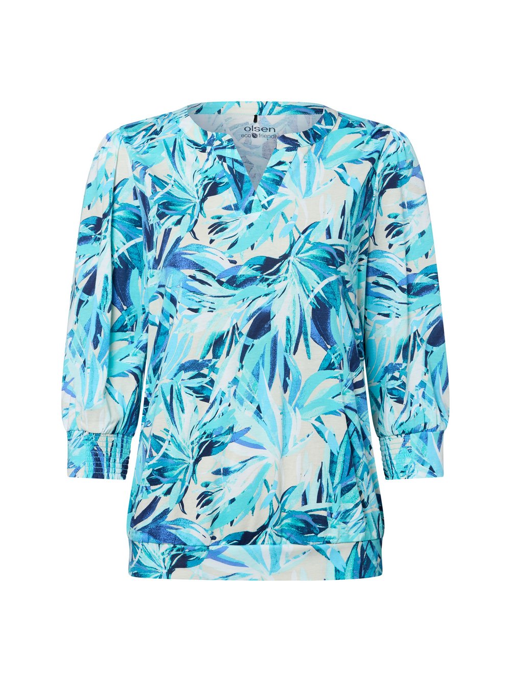 Olsen Langarmshirt Damen Baumwolle blau gemustert, 42