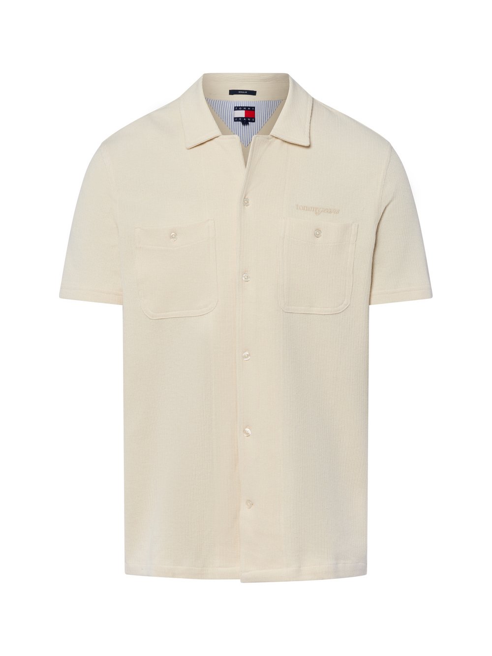 Tommy Jeans Kurzarmhemd Herren Regular Fit Baumwolle beige, L
