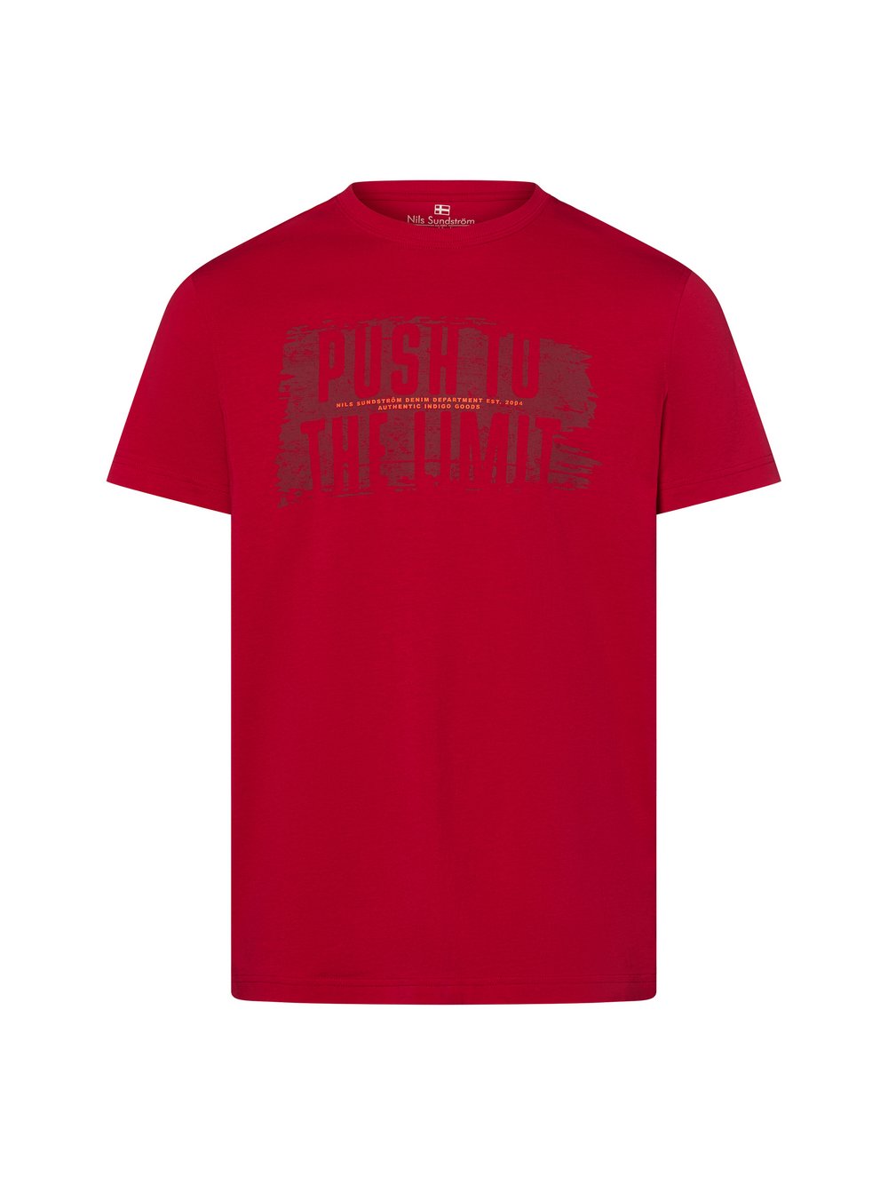 Nils Sundström T-Shirt Herren Baumwolle rot bedruckt, L