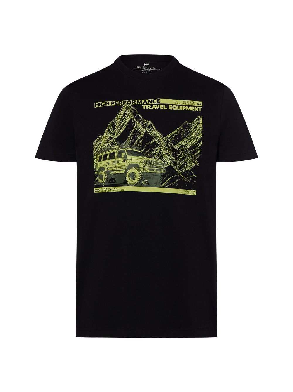 Nils Sundström T-Shirt Herren Baumwolle schwarz bedruckt, XXXL