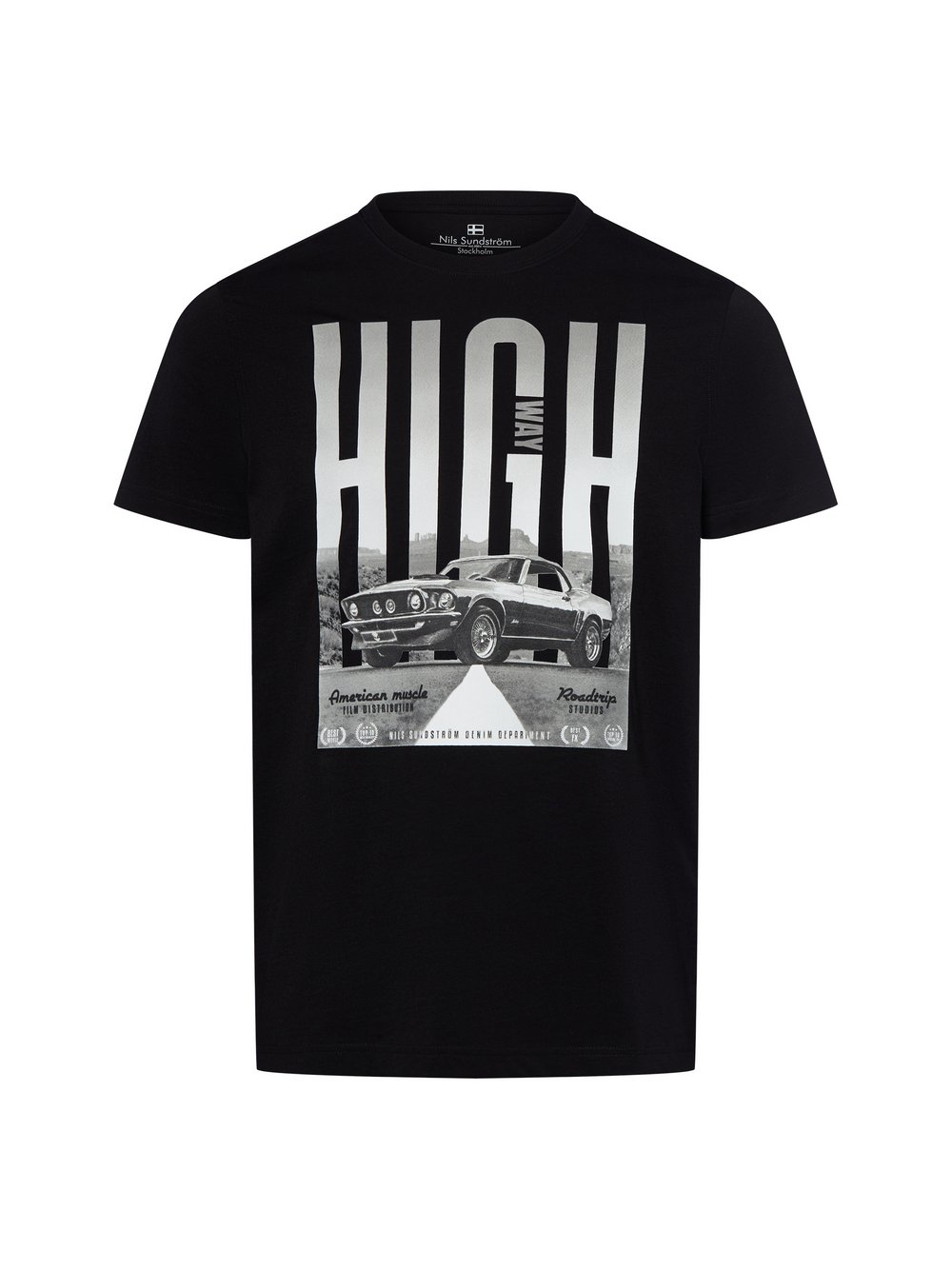 Nils Sundström T-Shirt Herren Baumwolle schwarz bedruckt, XXXL