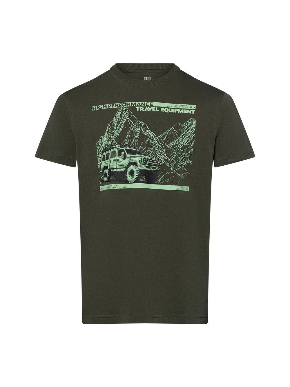 Nils Sundström T-Shirt Herren Baumwolle grün bedruckt, XXXL