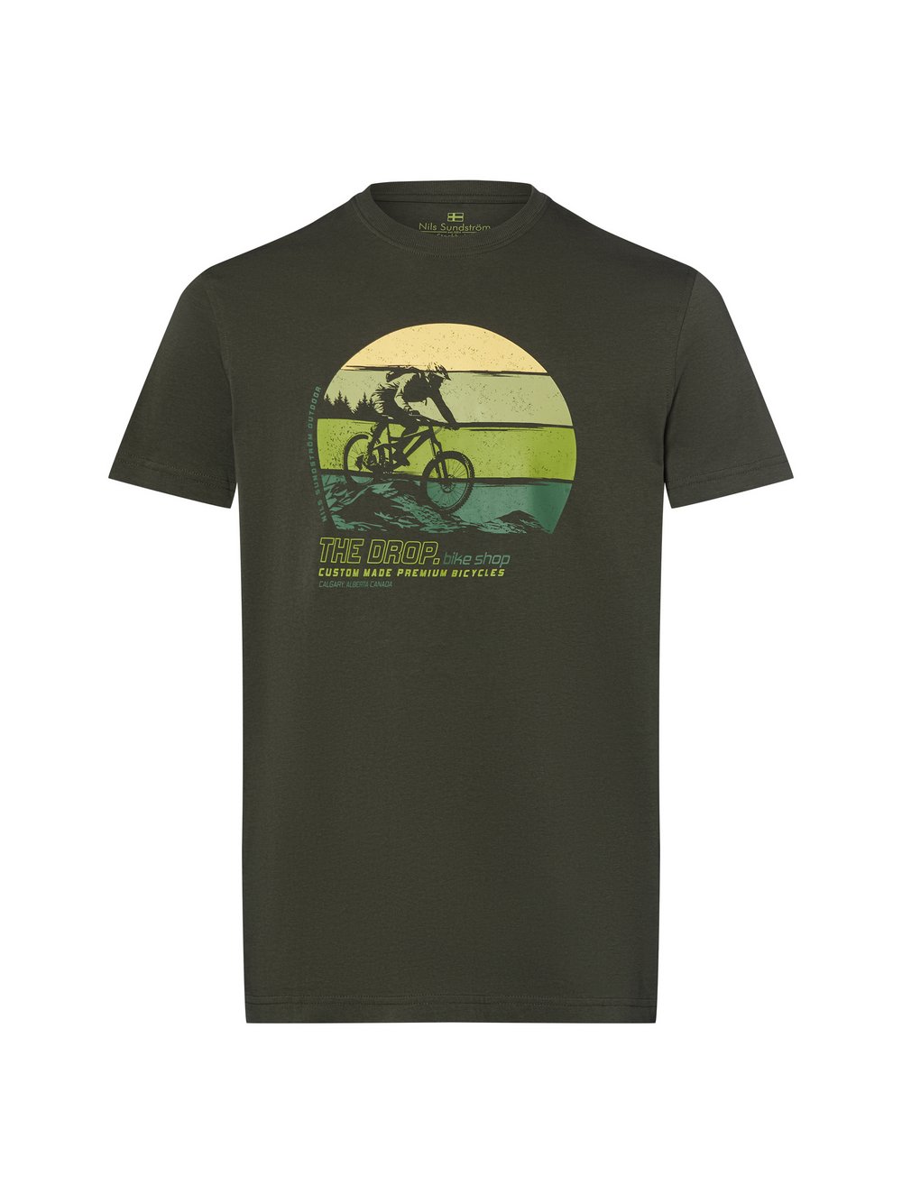 Nils Sundström T-Shirt Herren Baumwolle grün bedruckt, XXXL