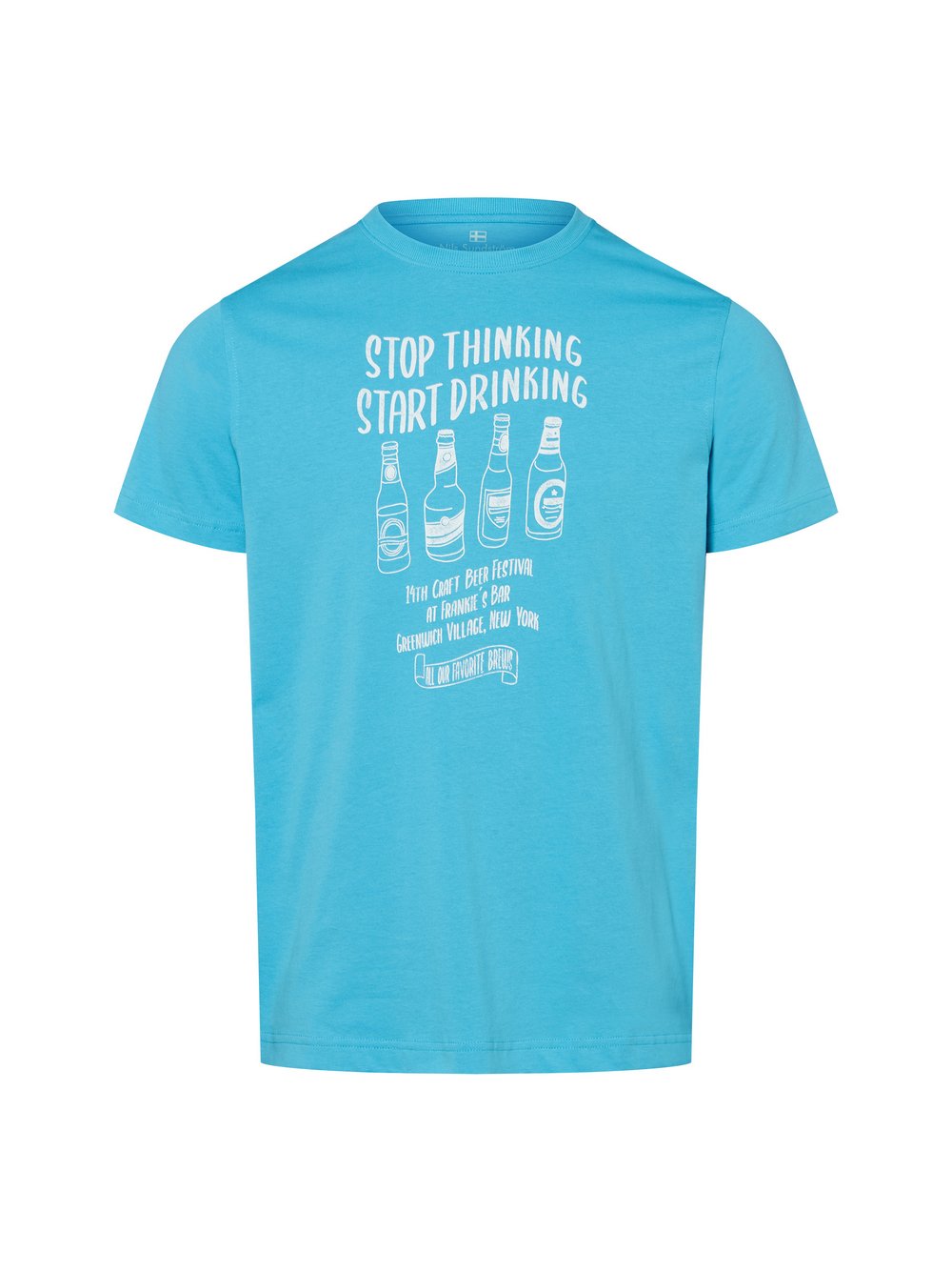 Nils Sundström T-Shirt Herren Baumwolle blau bedruckt, S