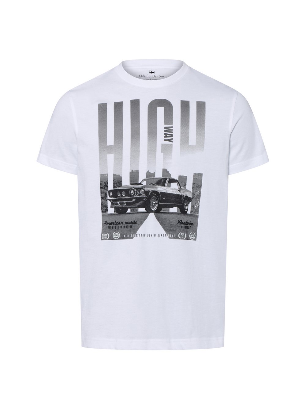 Nils Sundström T-Shirt Herren Baumwolle weiß bedruckt, XXXL
