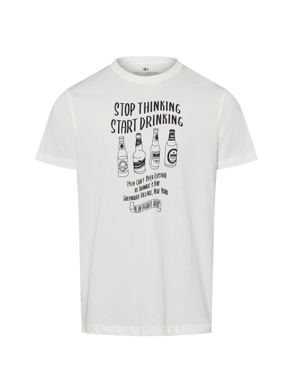 Nils Sundström T-Shirt Herren Baumwolle weiß bedruckt, S
