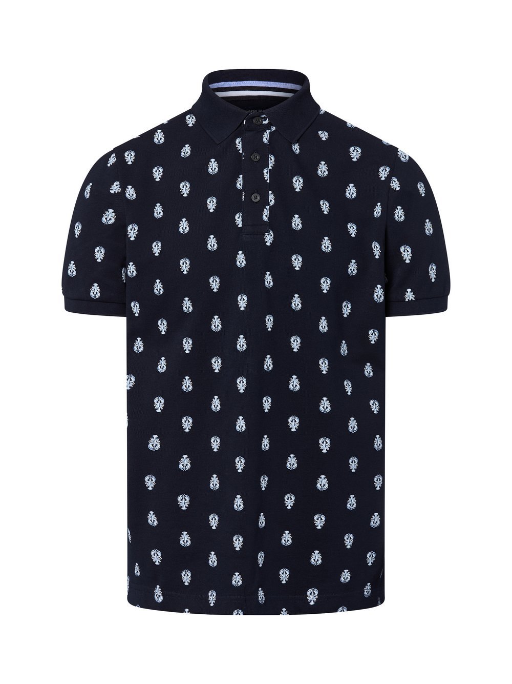 Andrew James Poloshirt Herren Baumwolle blau bedruckt, XL