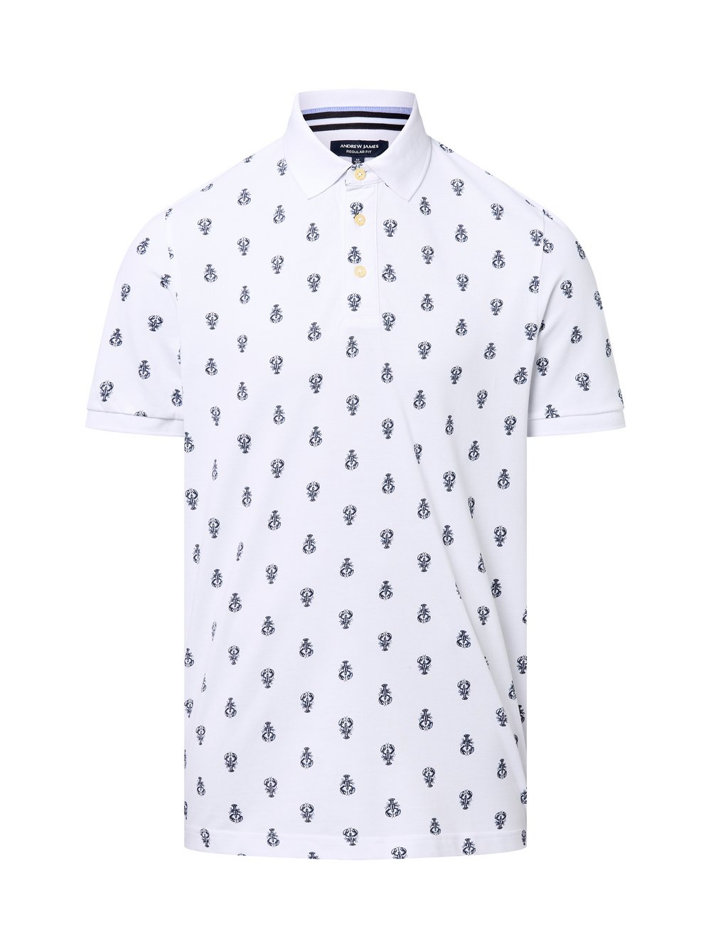 Andrew James Poloshirt Herren Baumwolle weiß bedruckt, XL