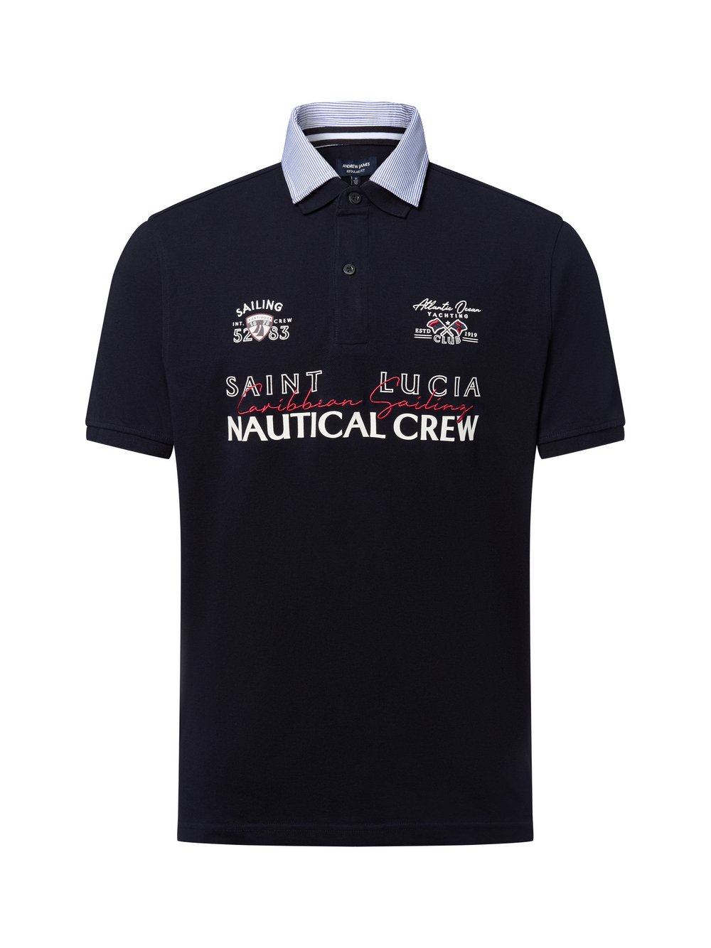 Andrew James Poloshirt Herren Baumwolle blau bedruckt, S