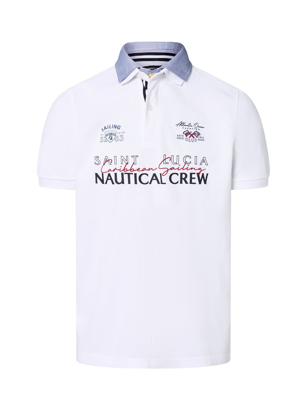 Andrew James Poloshirt Herren Baumwolle weiß bedruckt, XXL