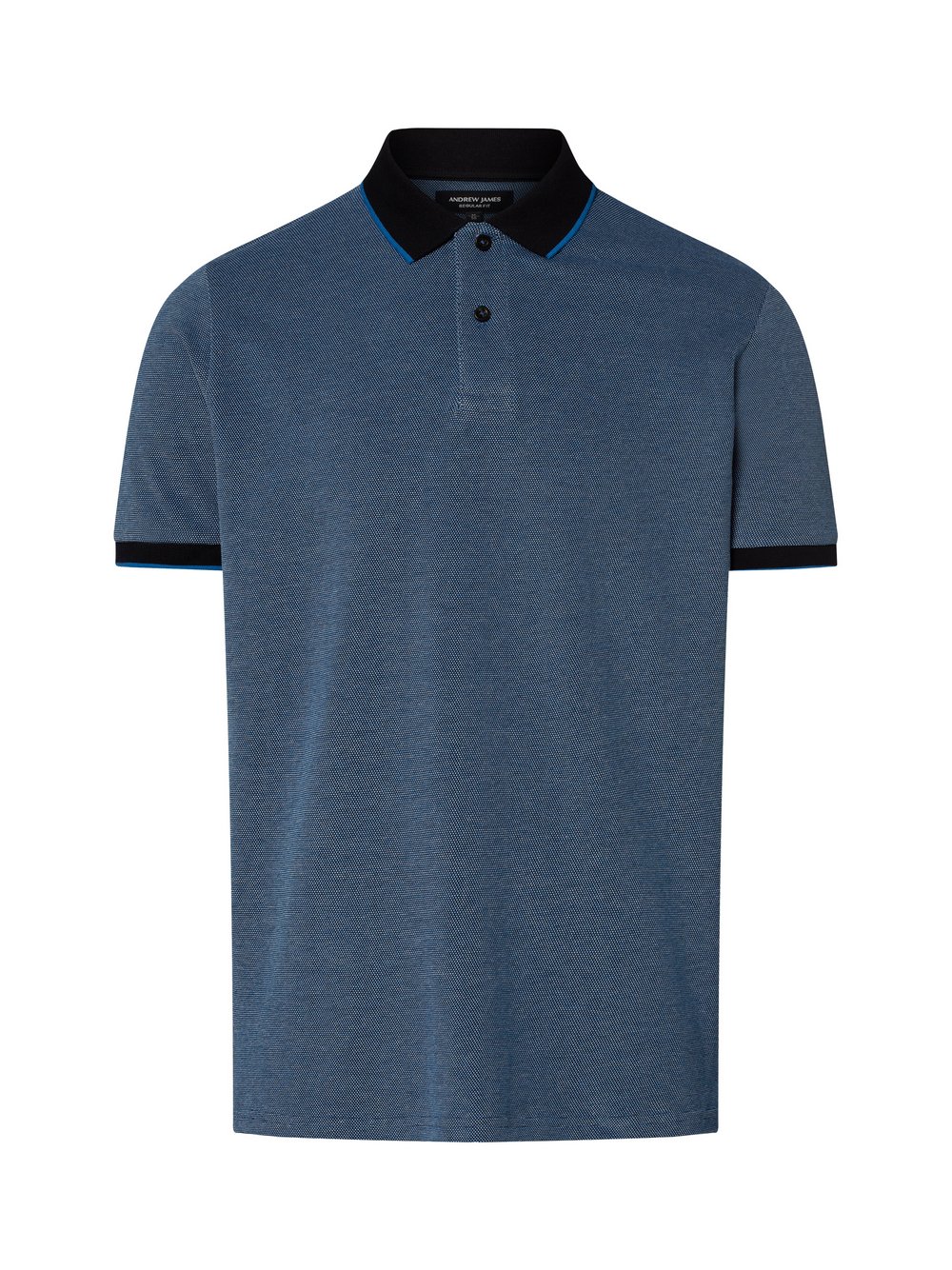 Andrew James Poloshirt Herren Baumwolle blau meliert, S
