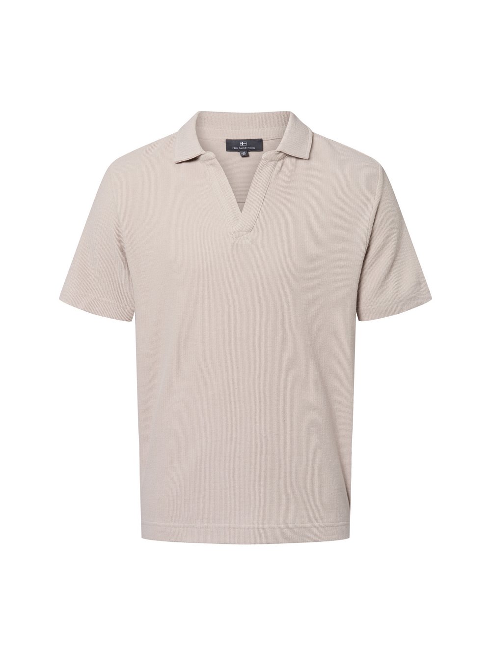Nils Sundström Poloshirt Herren Baumwolle beige strukturiert, M