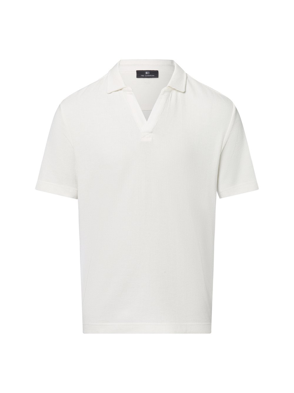 Nils Sundström Poloshirt Herren Baumwolle weiß strukturiert, XXL