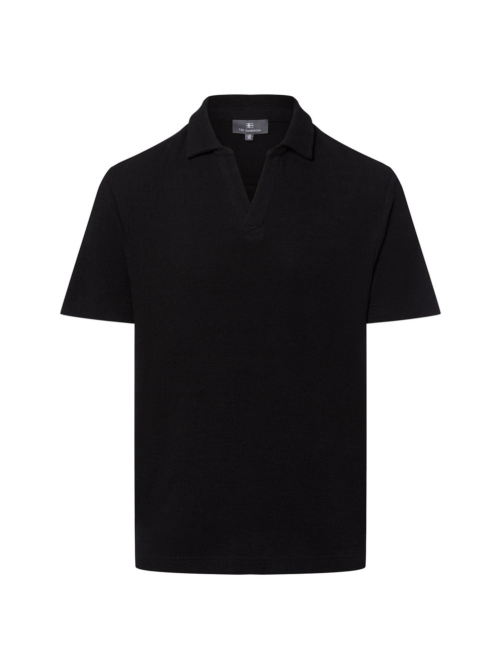 Nils Sundström Poloshirt Herren Baumwolle schwarz strukturiert, XL