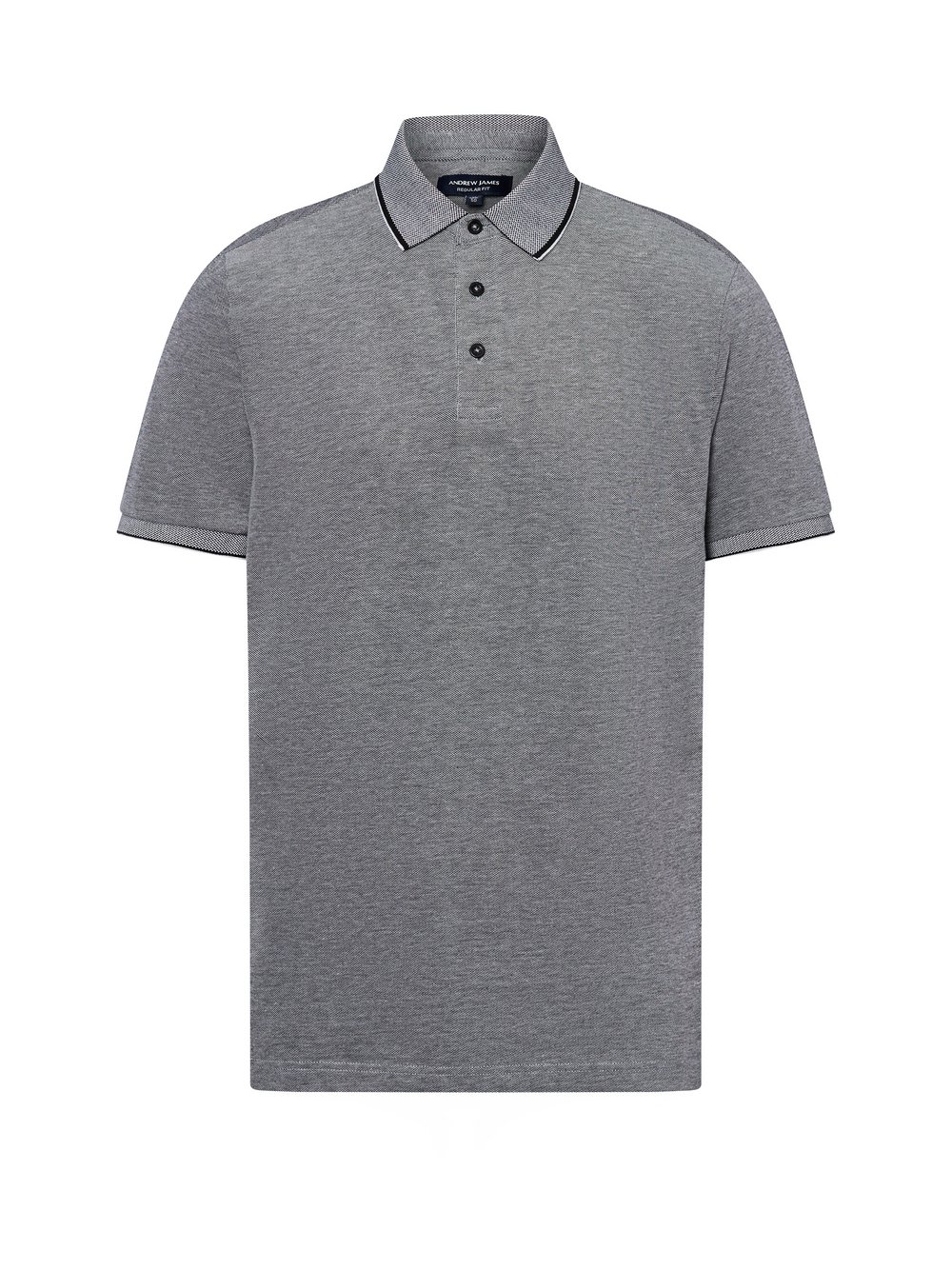 Andrew James Poloshirt Herren Baumwolle schwarz meliert, L
