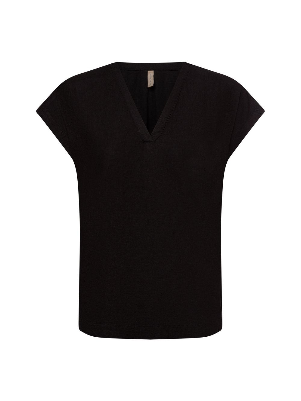 soyaconcept® Kurzarmbluse Damen Leinen schwarz, M