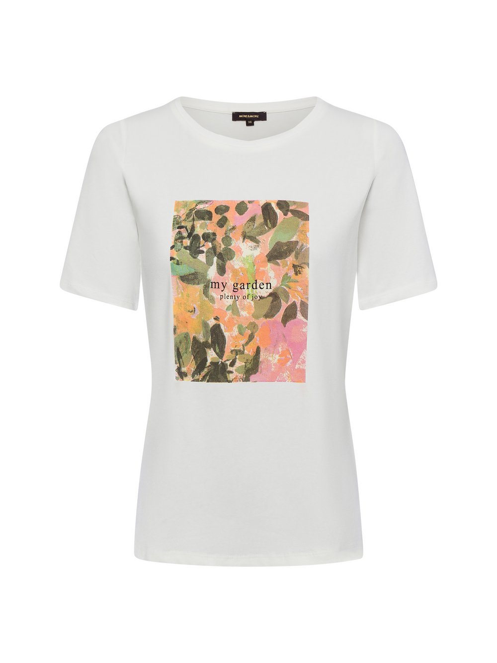 More & More T-Shirt Damen Baumwolle weiß bedruckt, 40
