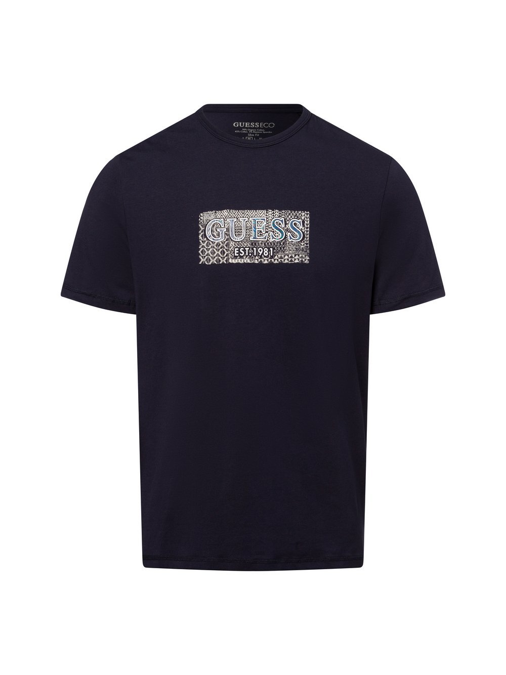 GUESS T-Shirt Herren Baumwolle blau bedruckt, L