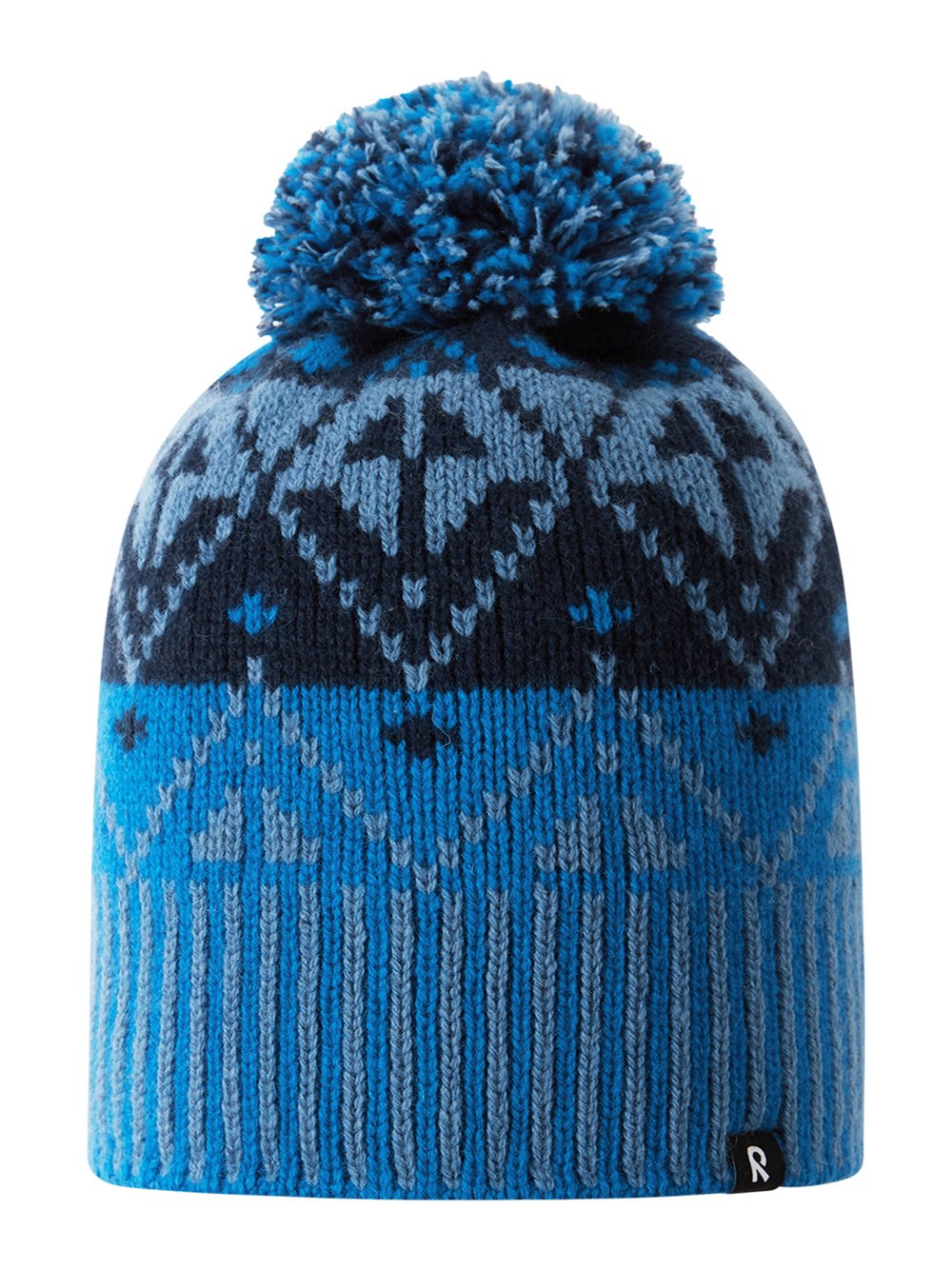 reima Beanie Kinder Wolle blau gemustert, 56