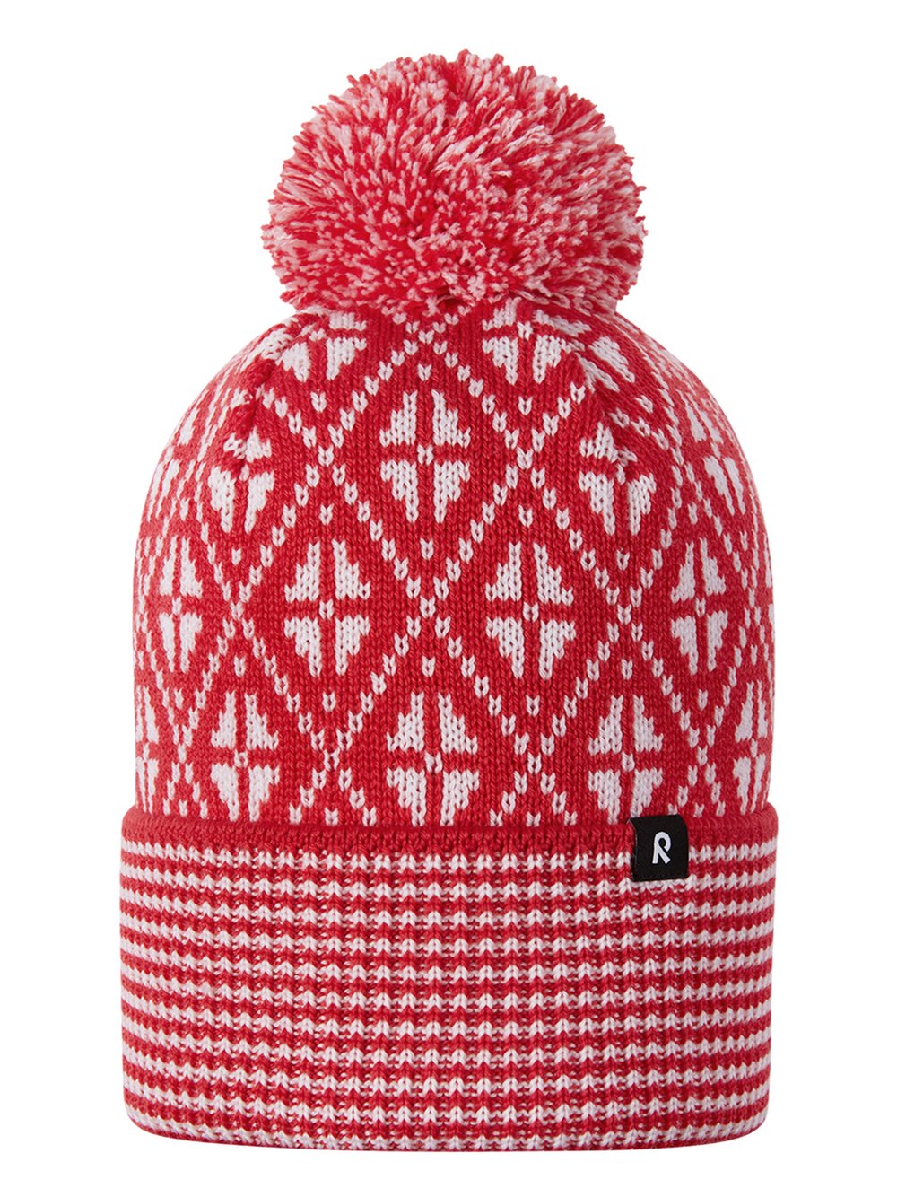 reima Beanie Kinder Wolle rot gemustert, 56