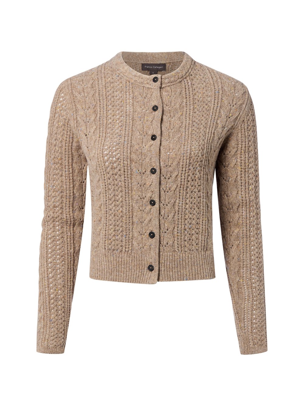 Franco Callegari Strickjacke mit Merino-Anteil Damen Grobstrick braun meliert, L