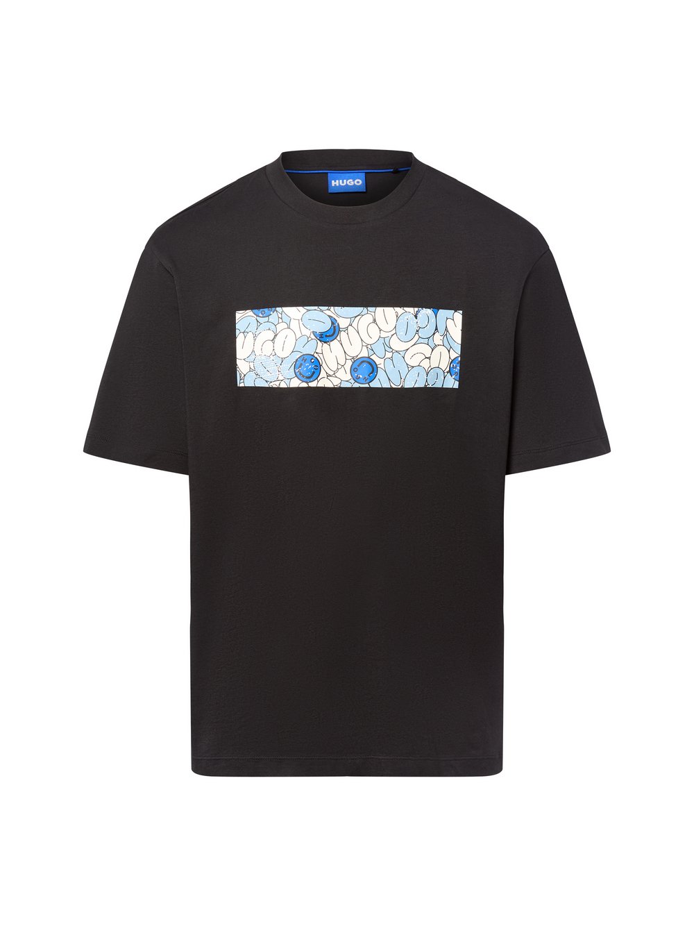 HUGO BLUE T-Shirt Herren Baumwolle schwarz bedruckt, XL
