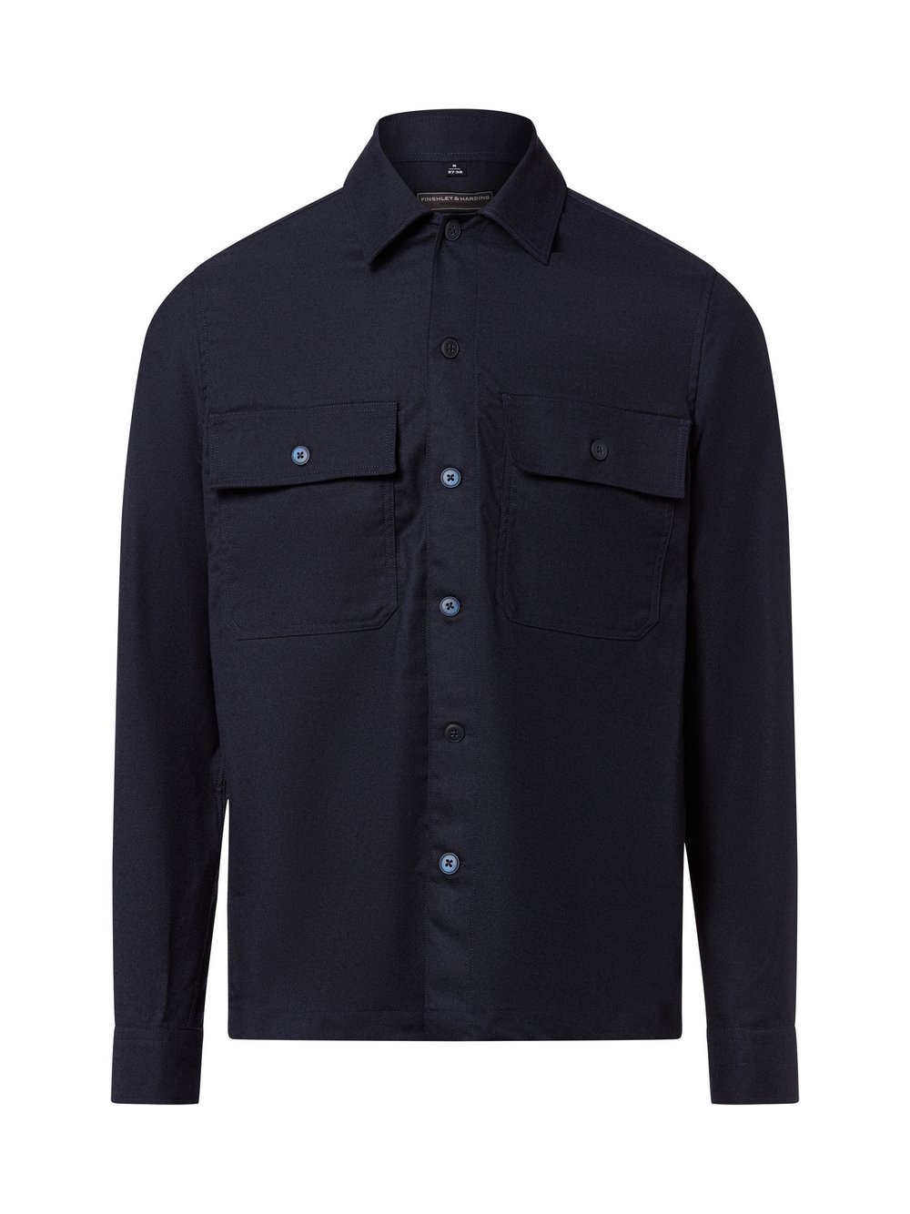 Finshley & Harding Hemd mit Wollanteil Herren Regular Fit blau, L