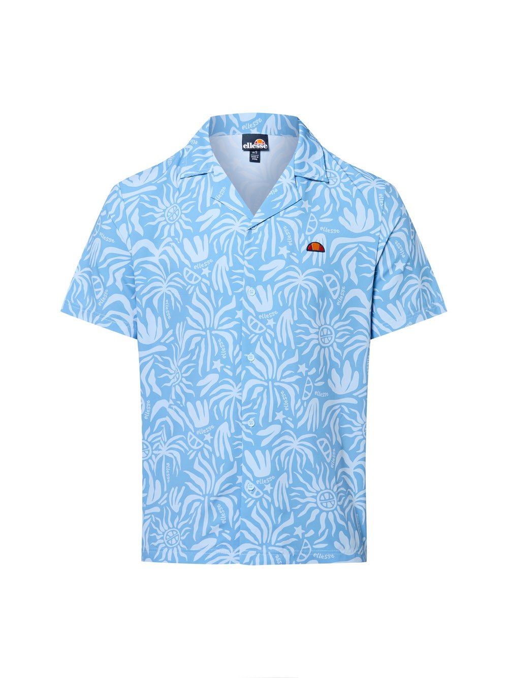 ellesse Kurzarm-Hemd Herren Regular Fit blau gemustert, XXL