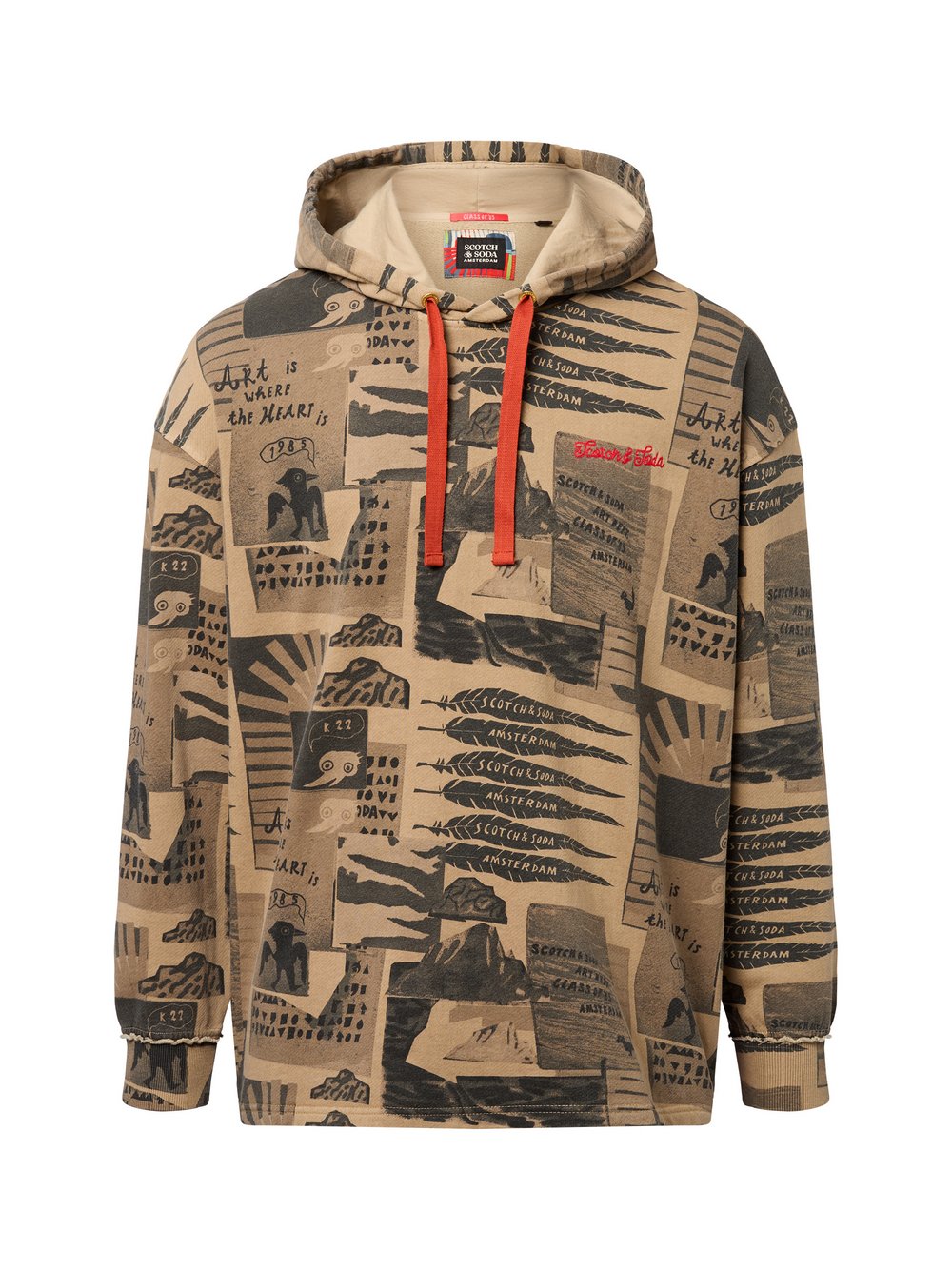 Scotch & Soda Kapuzenpullover Herren Sweat mehrfarbig bedruckt, XL