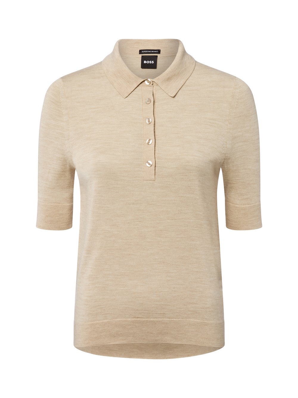 BOSS Schurwoll-Shirt Damen Schurwolle beige meliert, S