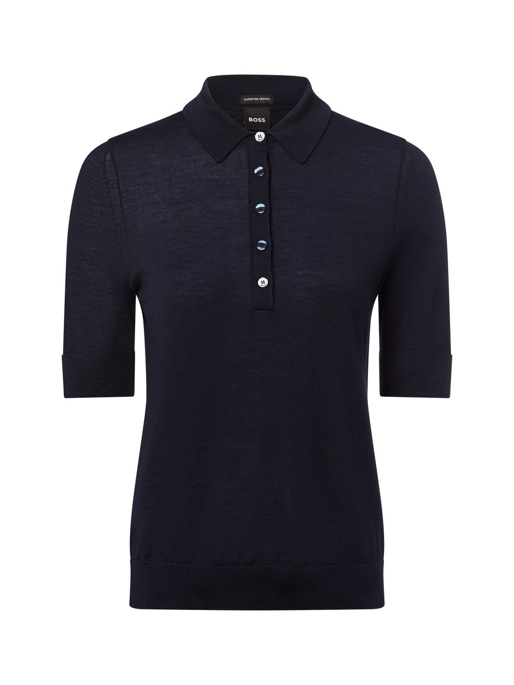 BOSS Schurwoll-Shirt Damen Schurwolle blau meliert, M