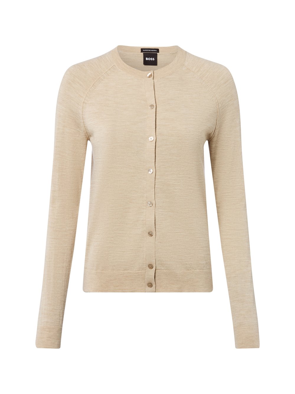 BOSS Strickjacke Damen Schurwolle beige meliert, M