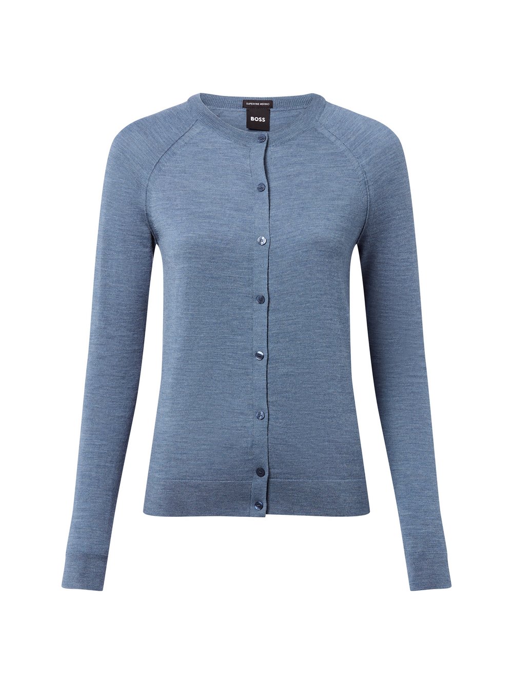 BOSS Strickjacke Damen Schurwolle blau meliert, L