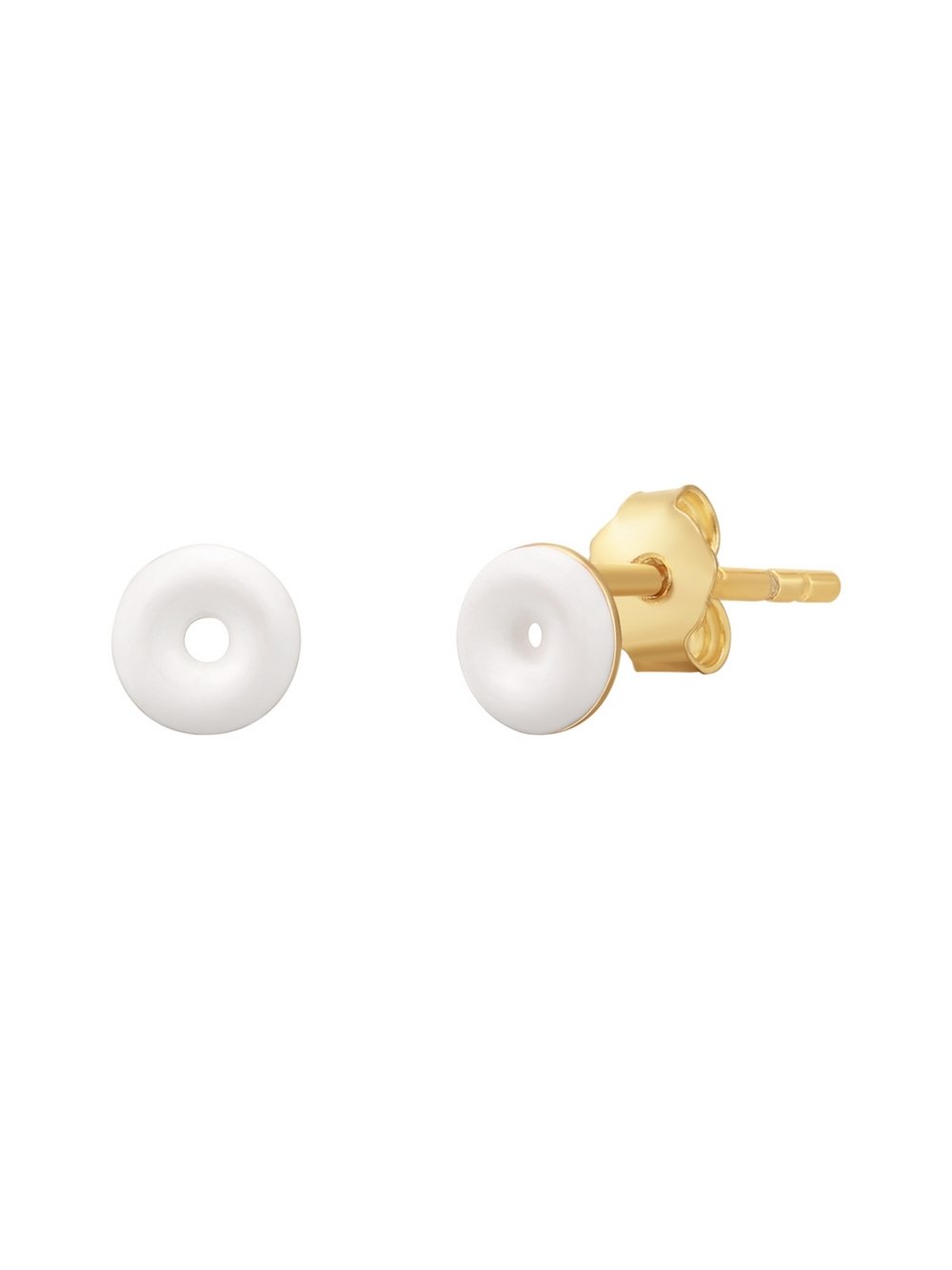 Thumbnail - Glanzstücke München Ohrstecker Sterling Silber gelbgold Emaille weiß Damen Sterlingsilber gold, ONE SIZE