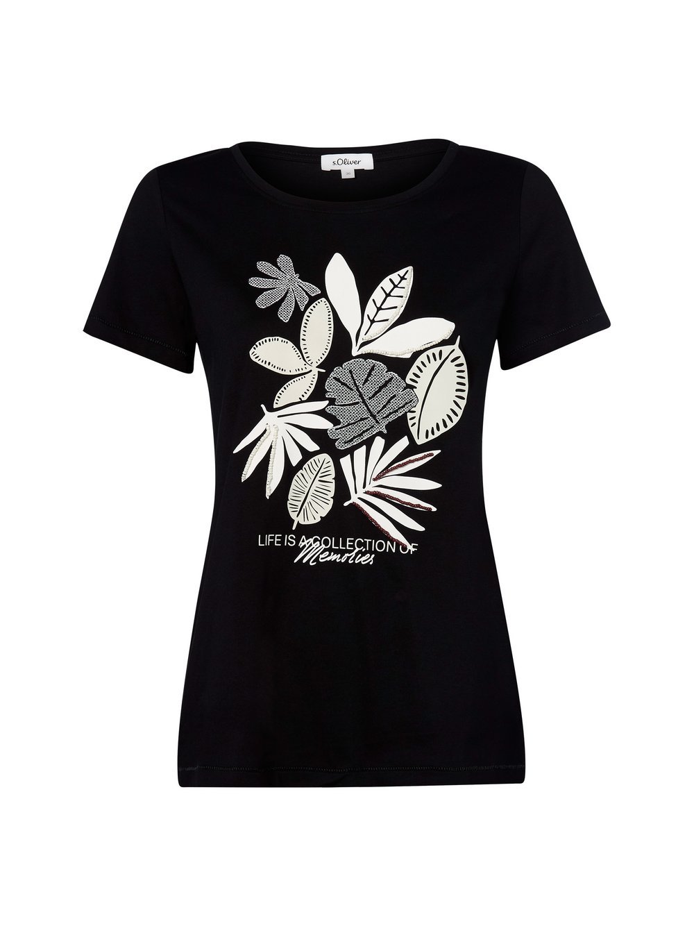s.Oliver T-Shirt Damen Baumwolle schwarz bedruckt, 38