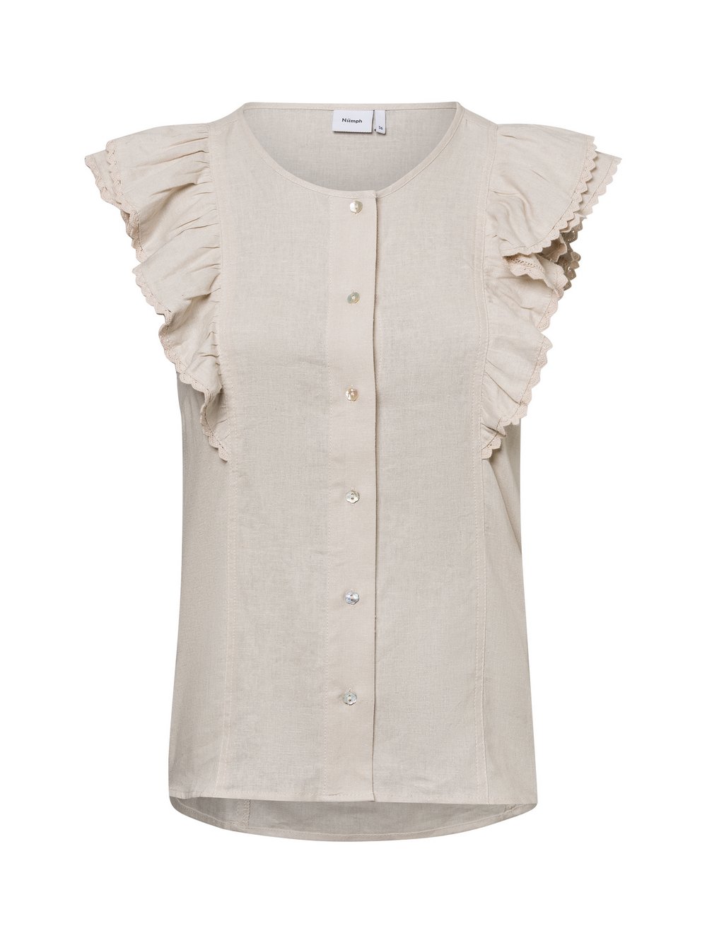 Nümph Blusentop Damen Leinen beige, 40