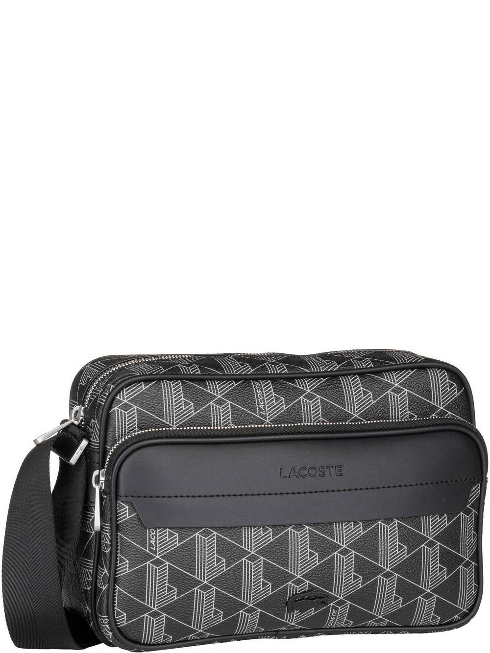 Lacoste Bodybag Damen Kunstleder schwarz gemustert, ONE SIZE