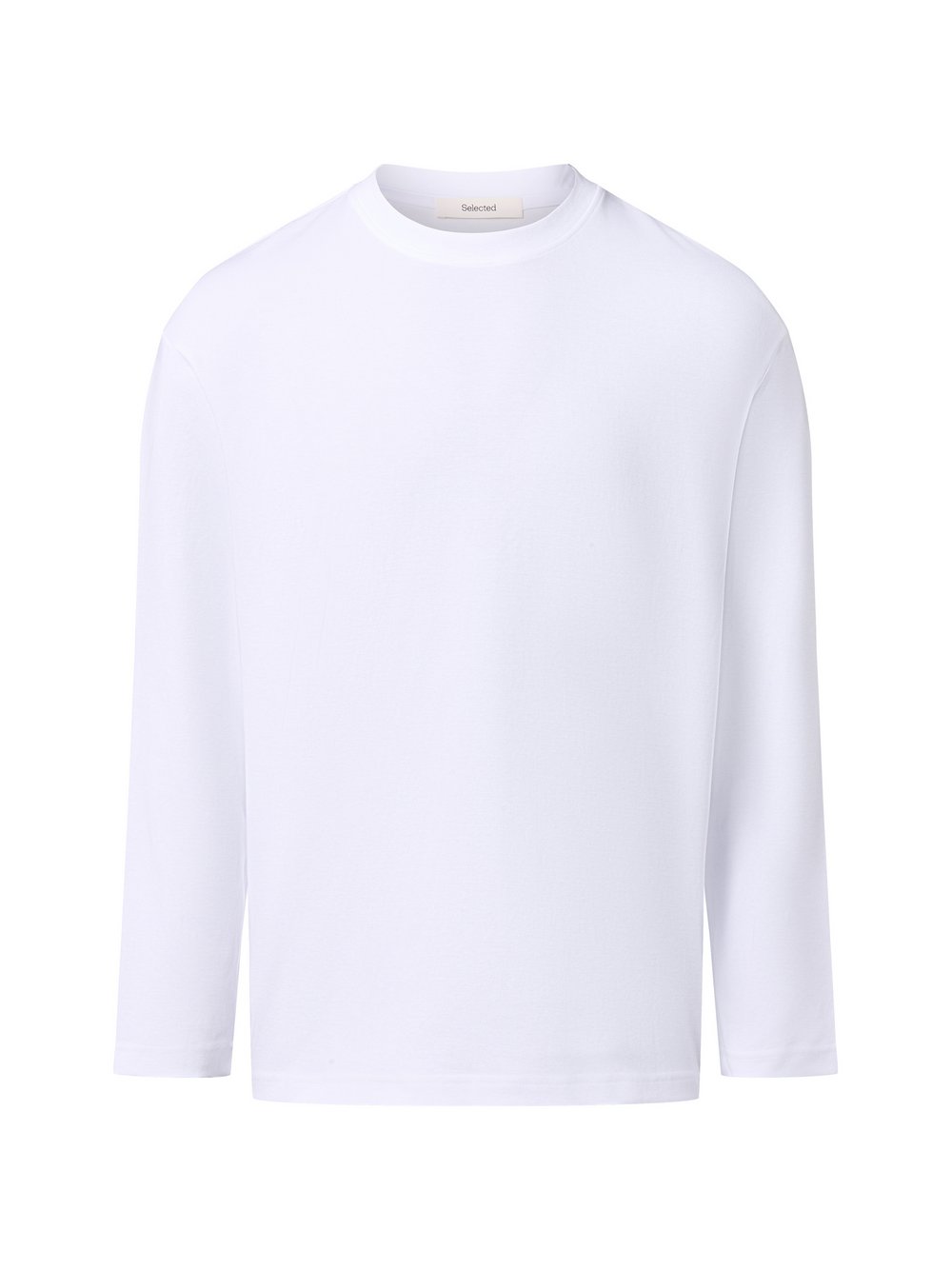 Selected Langarmshirt Herren Baumwolle weiß, XXL