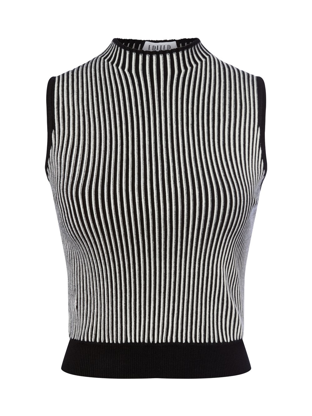 EDITED Stricktop Damen Viskose schwarz gestreift, 42