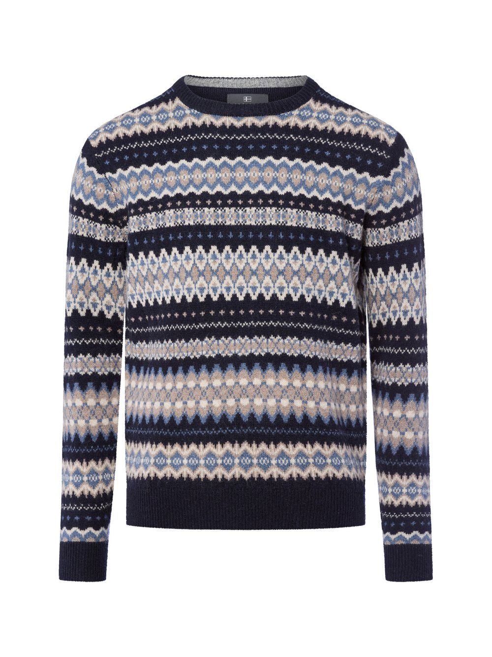 Nils Sundström Strickpullover Herren Wolle mehrfarbig gemustert, M