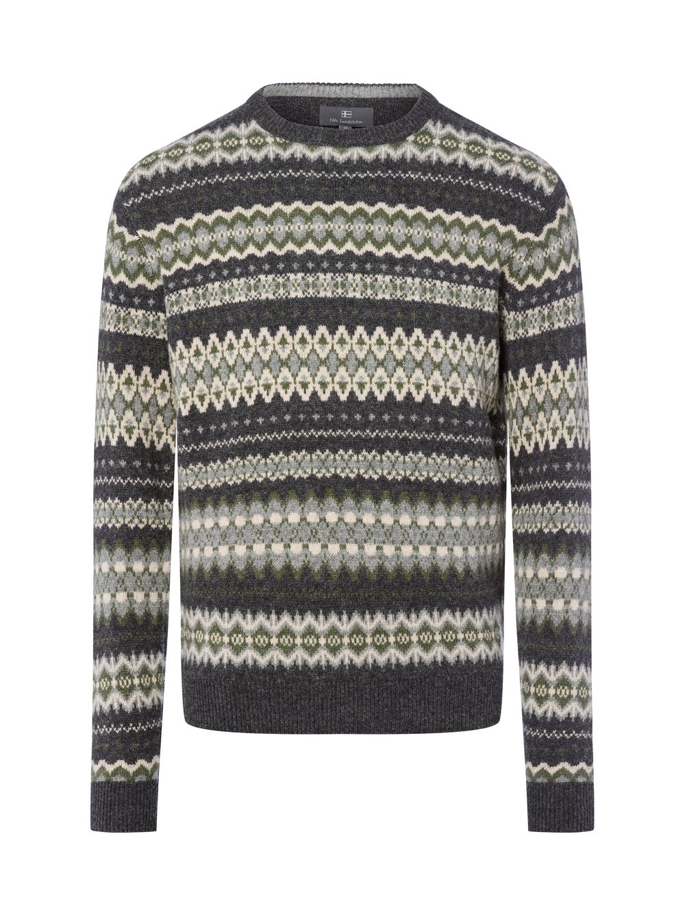 Nils Sundström Strickpullover Herren Wolle mehrfarbig gemustert, XXL